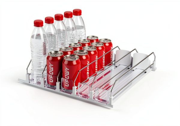 UPOWY Drink Organizer Refrigerator Can Dispenser 5‑Row Metal-2