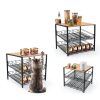 Bamboo & Iron Cat Food Organizer for Pantry, 2-Tier Can Stackable Storage Rack Holds 48 (3oz) Cans, Flat Top for Extra Storage, Automatic Slide-Down Perfect for Pet Food Cans-3