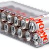 Set of 2 Stackable Refrigerator Organizer Bins Pop Soda Can Dispenser Beverage Holder for Fridge, Freezer, Kitchen, Countertops, Cabinets - Clear Plastic Canned Food Pantry Storage Rack Holds 12 Cans-6