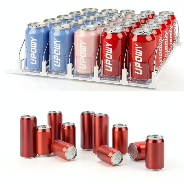 UPOWY Drink Organizer Refrigerator Can Dispenser 5‑Row Metal-1
