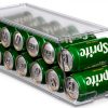 Set of 2 Stackable Refrigerator Organizer Bins Pop Soda Can Dispenser Beverage Holder for Fridge, Freezer, Kitchen, Countertops, Cabinets - Clear Plastic Canned Food Pantry Storage Rack Holds 12 Cans-3