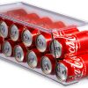 Set of 2 Stackable Refrigerator Organizer Bins Pop Soda Can Dispenser Beverage Holder for Fridge, Freezer, Kitchen, Countertops, Cabinets - Clear Plastic Canned Food Pantry Storage Rack Holds 12 Cans-5