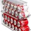 Set of 2 Stackable Refrigerator Organizer Bins Pop Soda Can Dispenser Beverage Holder for Fridge, Freezer, Kitchen, Countertops, Cabinets - Clear Plastic Canned Food Pantry Storage Rack Holds 12 Cans-1