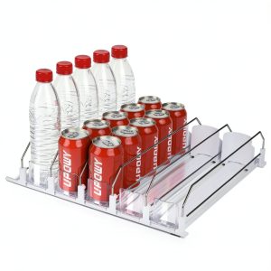 UPOWY Drink Organizer Refrigerator Can Dispenser 5‑Row Metal-0