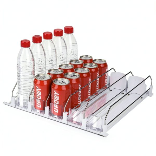 UPOWY Drink Organizer Refrigerator Can Dispenser 5‑Row Metal-0