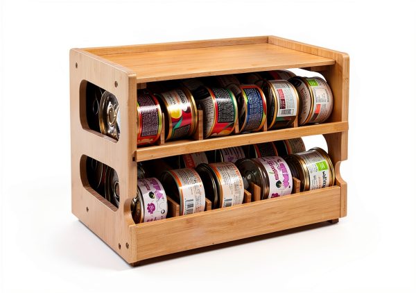 Coanto Upgraded Cat Food Organizer, Cat Food Can Organizer, Can Organizer for Pantry, Cat Food Storage, Bamboo, Holds 36 (3oz) Cans-4