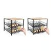 Bamboo & Iron Cat Food Organizer for Pantry, 2-Tier Can Stackable Storage Rack Holds 48 (3oz) Cans, Flat Top for Extra Storage, Automatic Slide-Down Perfect for Pet Food Cans-4