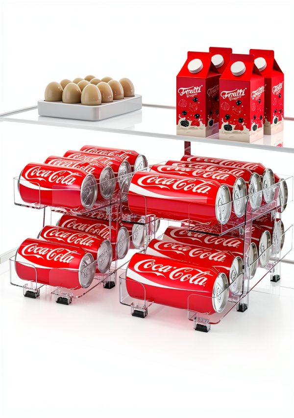 Adjustable Soda Can Organizer IBORING 2‑Pack 2‑Tier Dispenser-1