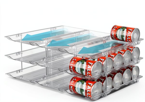 Can Storage Organizer VEGEVIGI 3-Tier Clear Plastic Rack Detachable-2